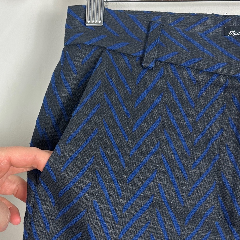 Madewell Et Sézane Blue Crop Trousers Chevron Textured Style B7045 Womens Size 0 - Picture 7 of 15